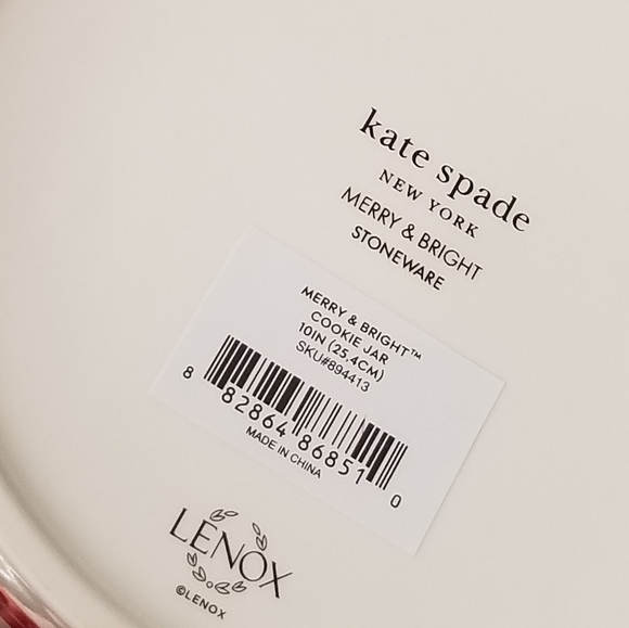 ❗Kate Spade New York Lenox Red/ Green Striped Ceramic Luxe Cookie Jar❗ - Picture 9 of 12